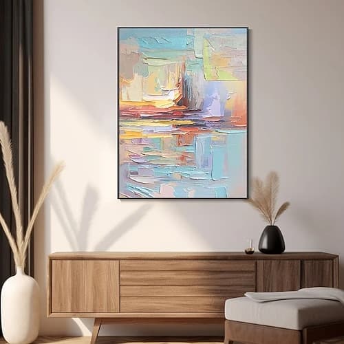 Set di 3 dipinti ad olio astratti, decorazioni per la casa moderne fatte a mano, tela unica realizzata con la tecnica della spatola, decorazione da